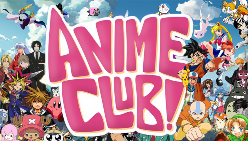 Anime Club logo featuring a variety of popular characters from anime series