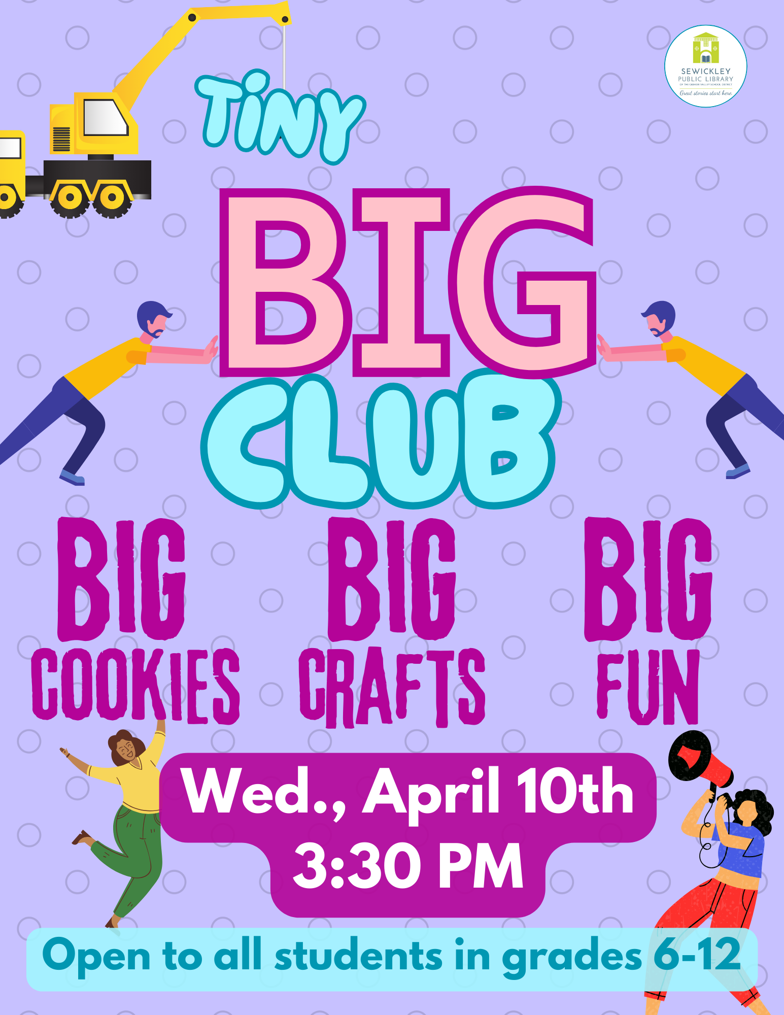 Flier for TINY CLUB: BIG Club event on 4/10/24