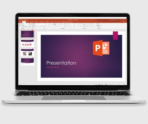 Laptop showing PowerPoint application