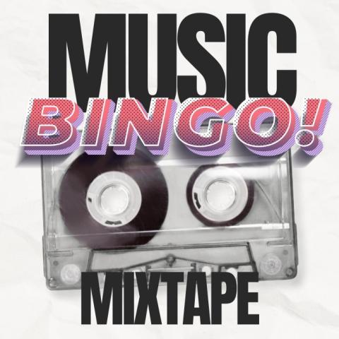 Music Bingo Mixtape logo with a cassette tape