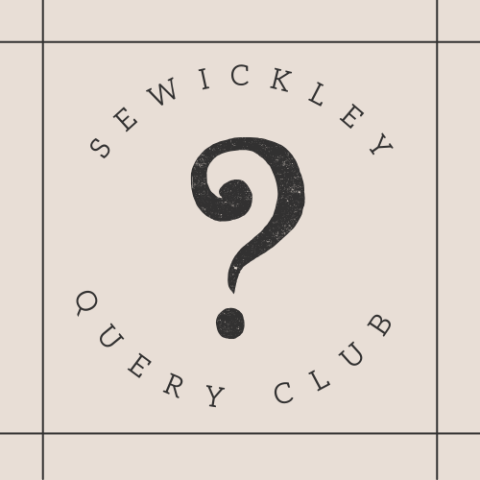 Sewickley Query Club text around large question mark in center