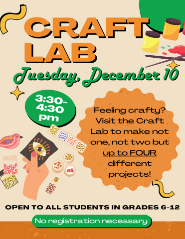 Craft Lab flier for December 10