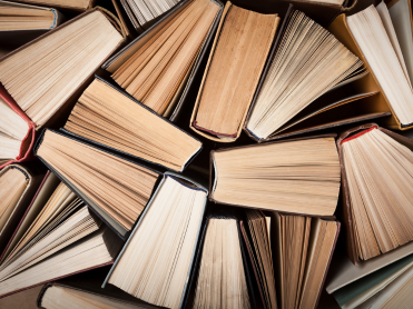 Tops of books fanned out