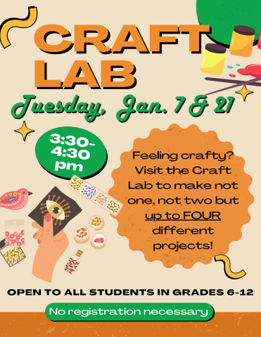 Flier for Craft Lab in January