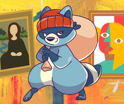 Racoon art thief