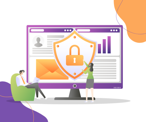 Graphic of computer screen with security lock