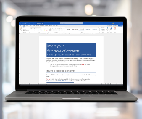 Laptop computer featuring Microsoft Word