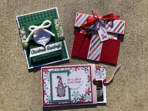 Three custom made Christmas gift card holders