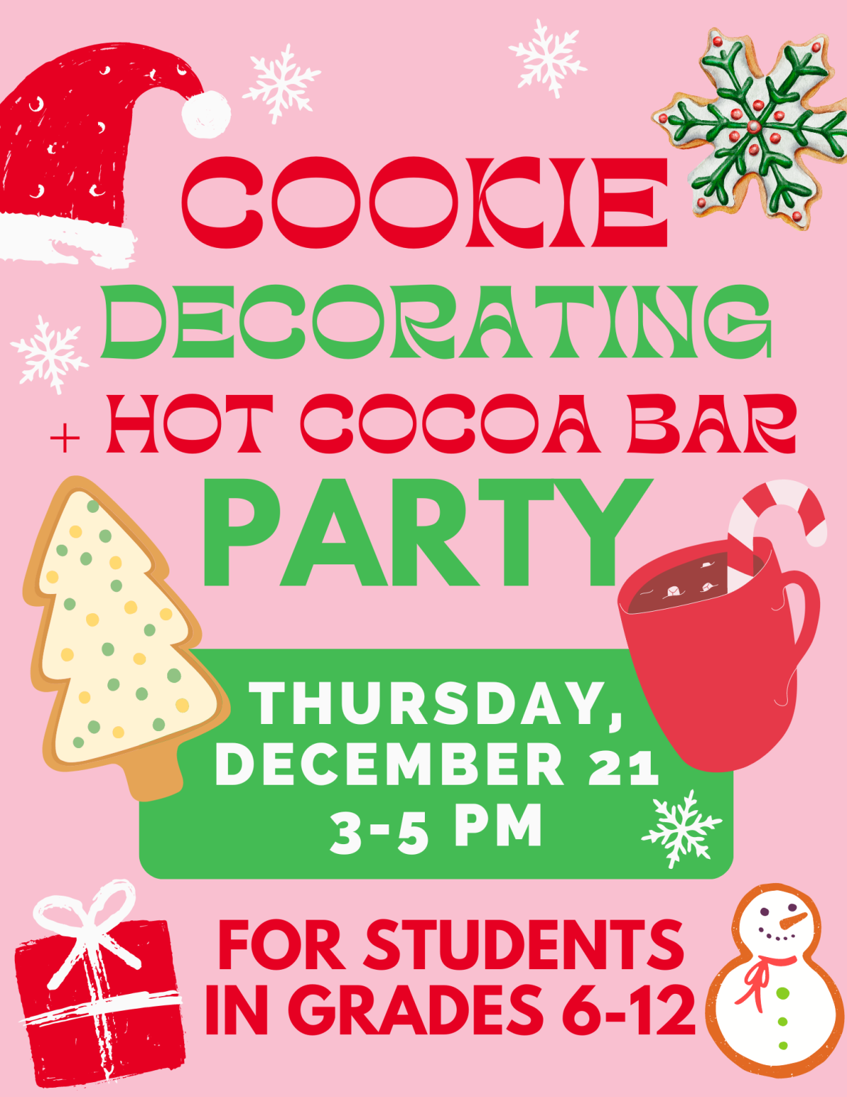 Flier for Cookie Decorating + Hot Cocoa