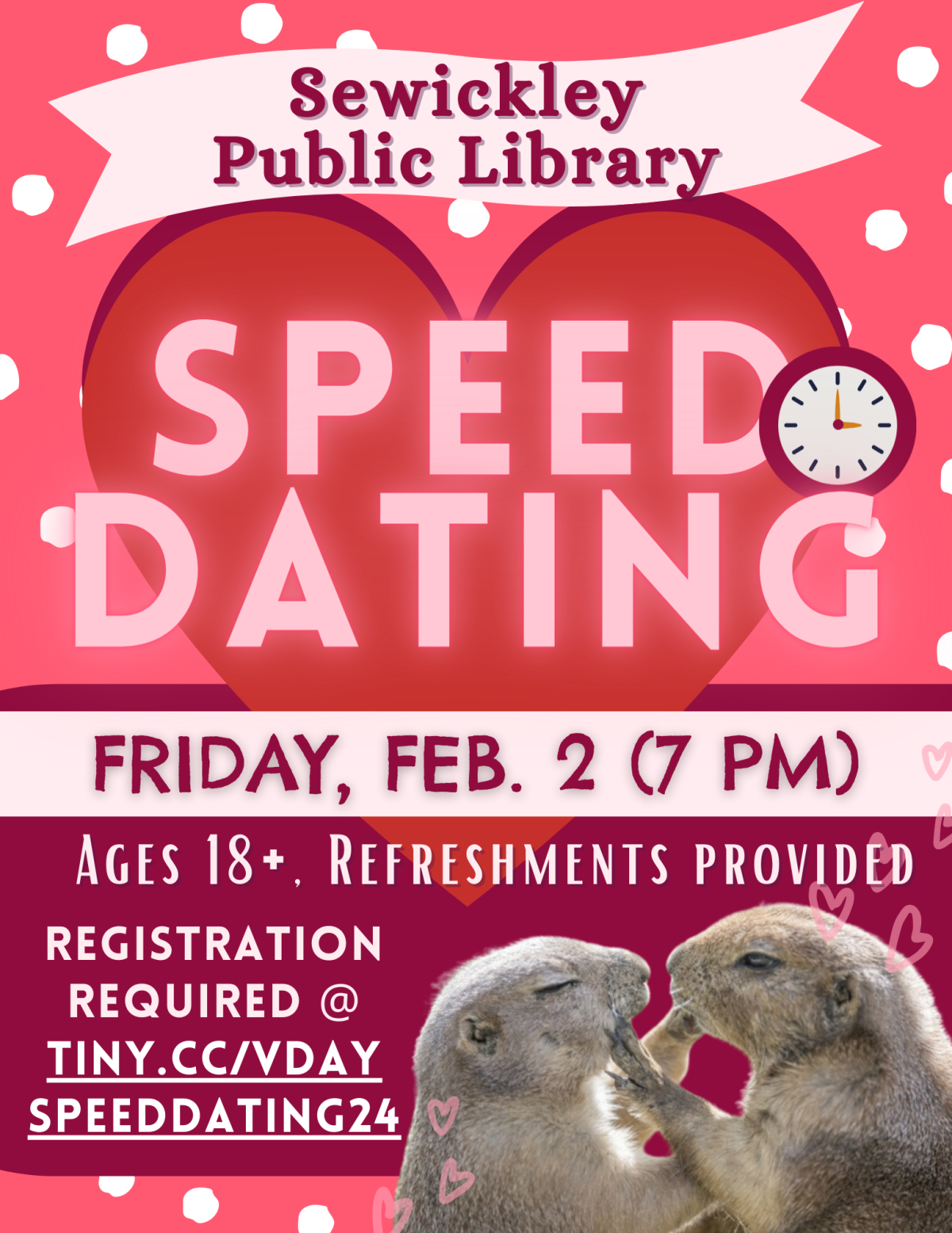 Flier for Library Lovers Speed Dating on February 2