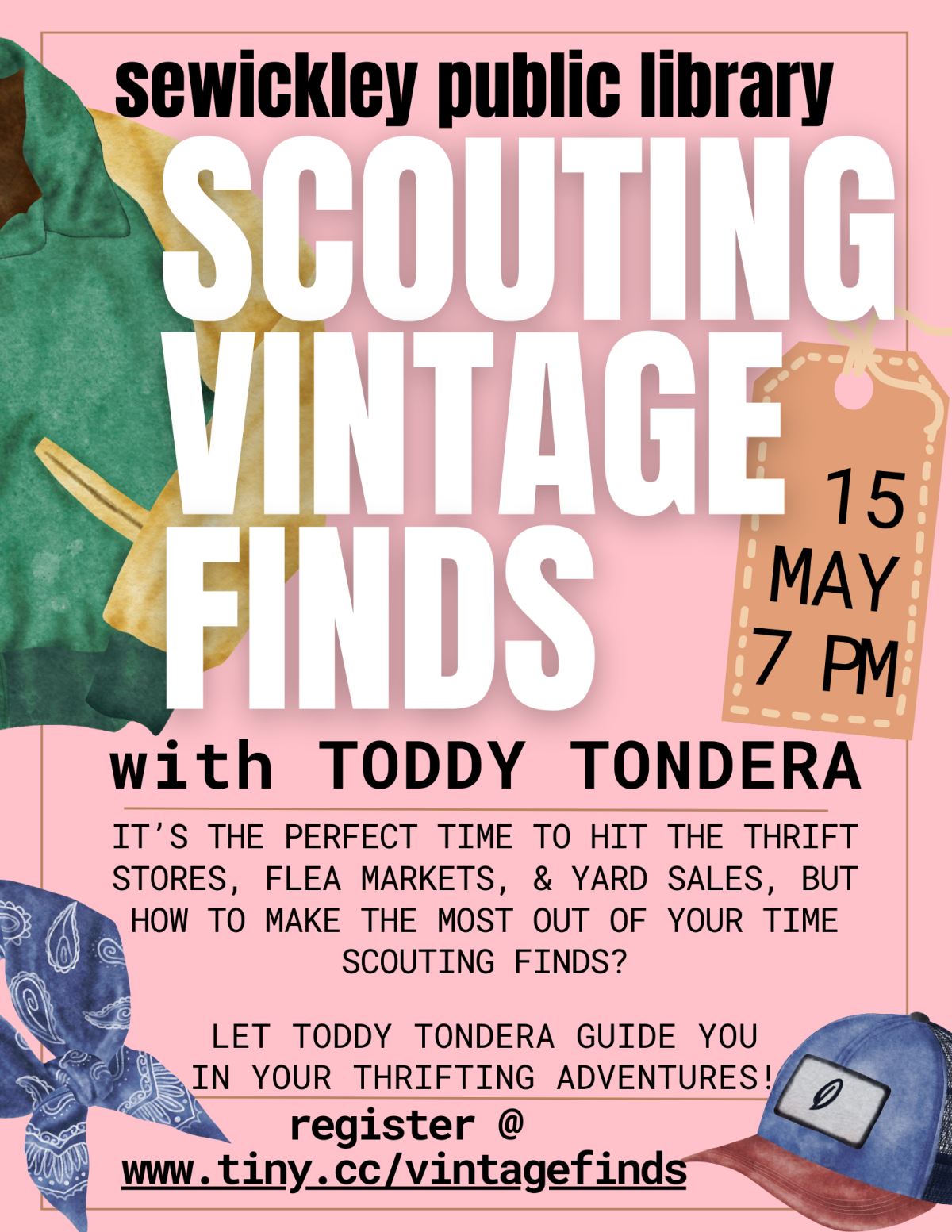 Flier for Scouting Vintage Finds with Toddy Tondera on May 15th