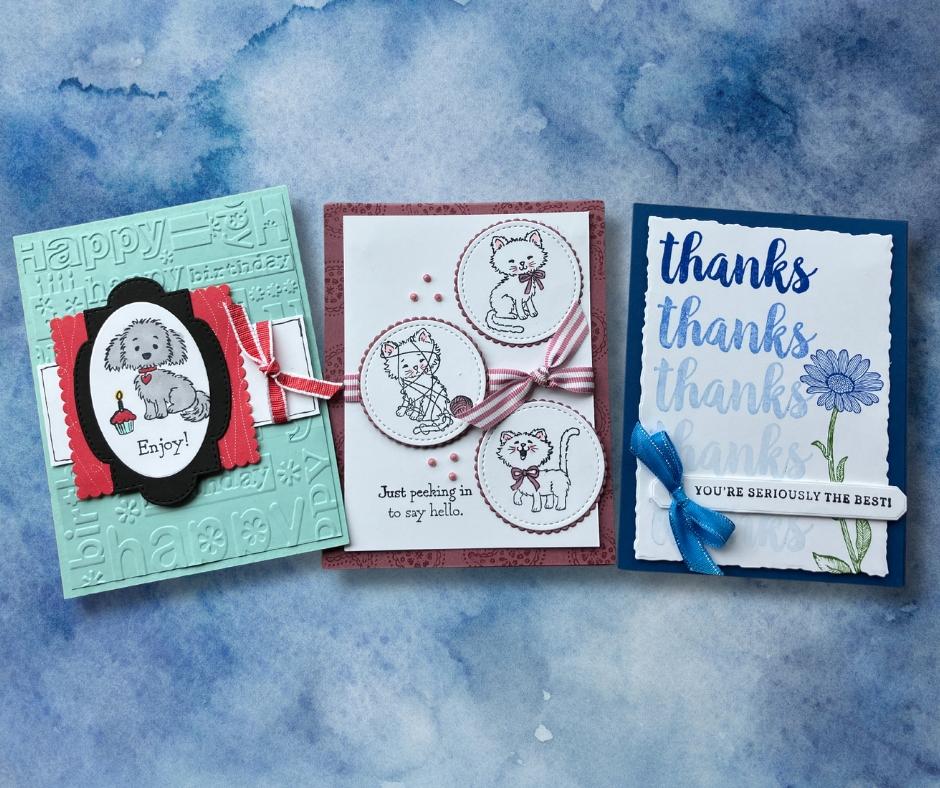 Three handmade cards