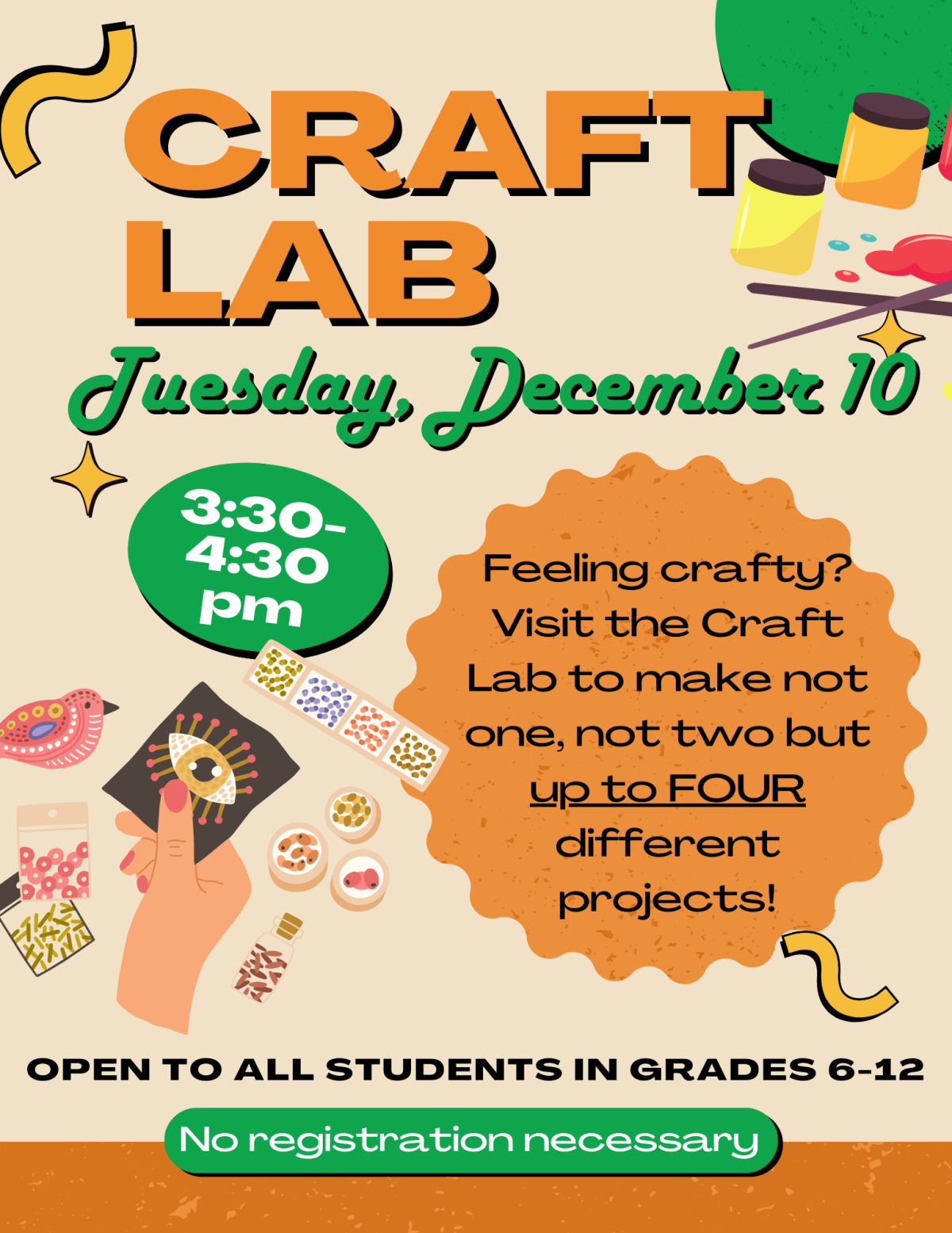 Craft Lab flier for December 10