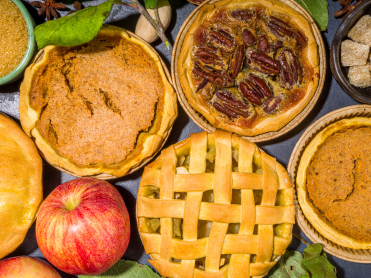 Overhead view of various pies