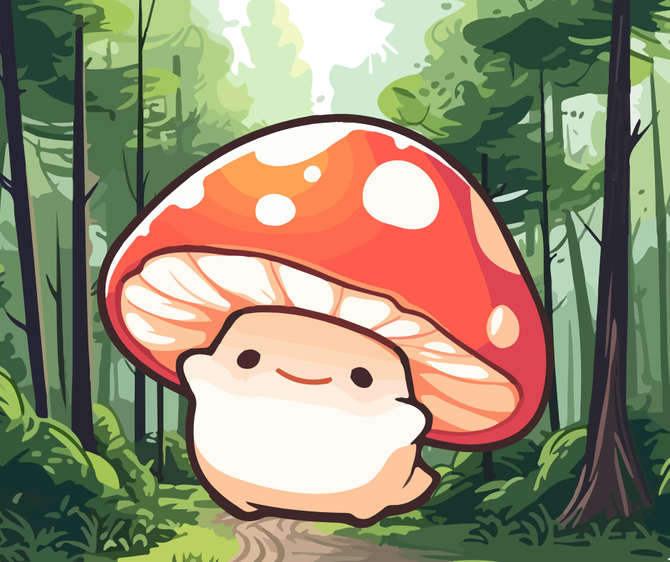 Mushroom Drawing in a forest