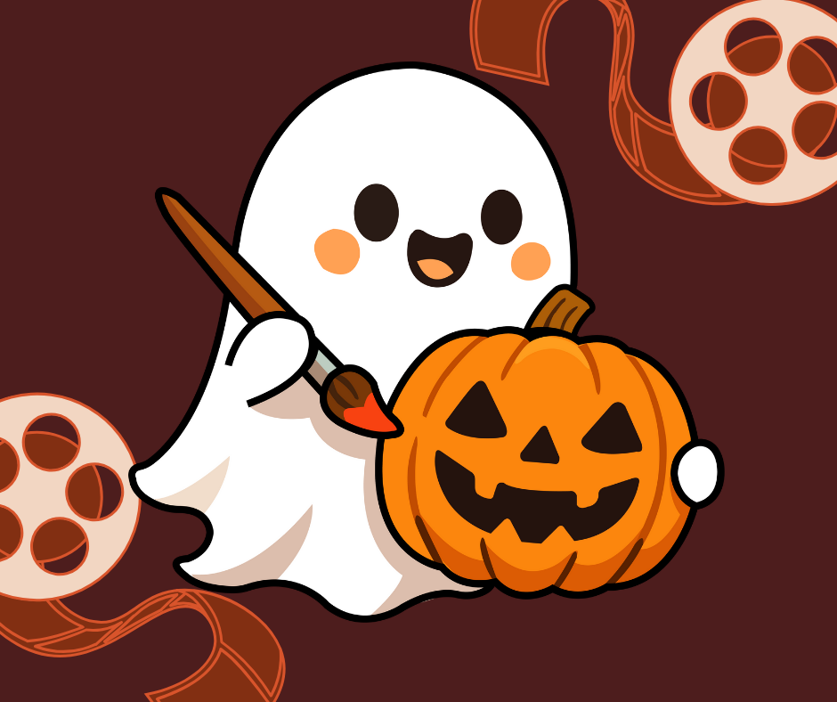Ghost Painting a pumpkin